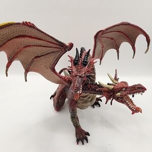 Papo 2005 Two-Headed Dragon Red Fire Mythical Beast Action Figure